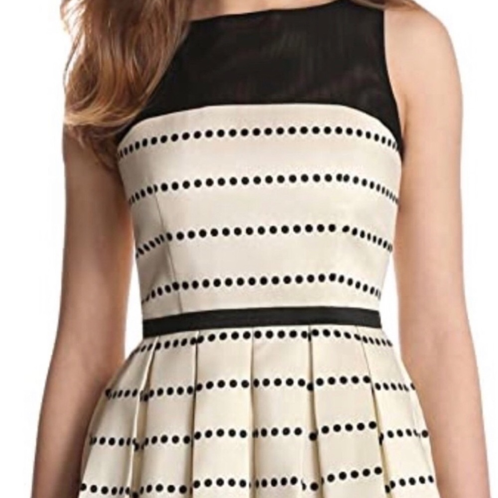 Taylor Fit & Flare Ivory & Black Dress Size 6 - Picture 2 of 16